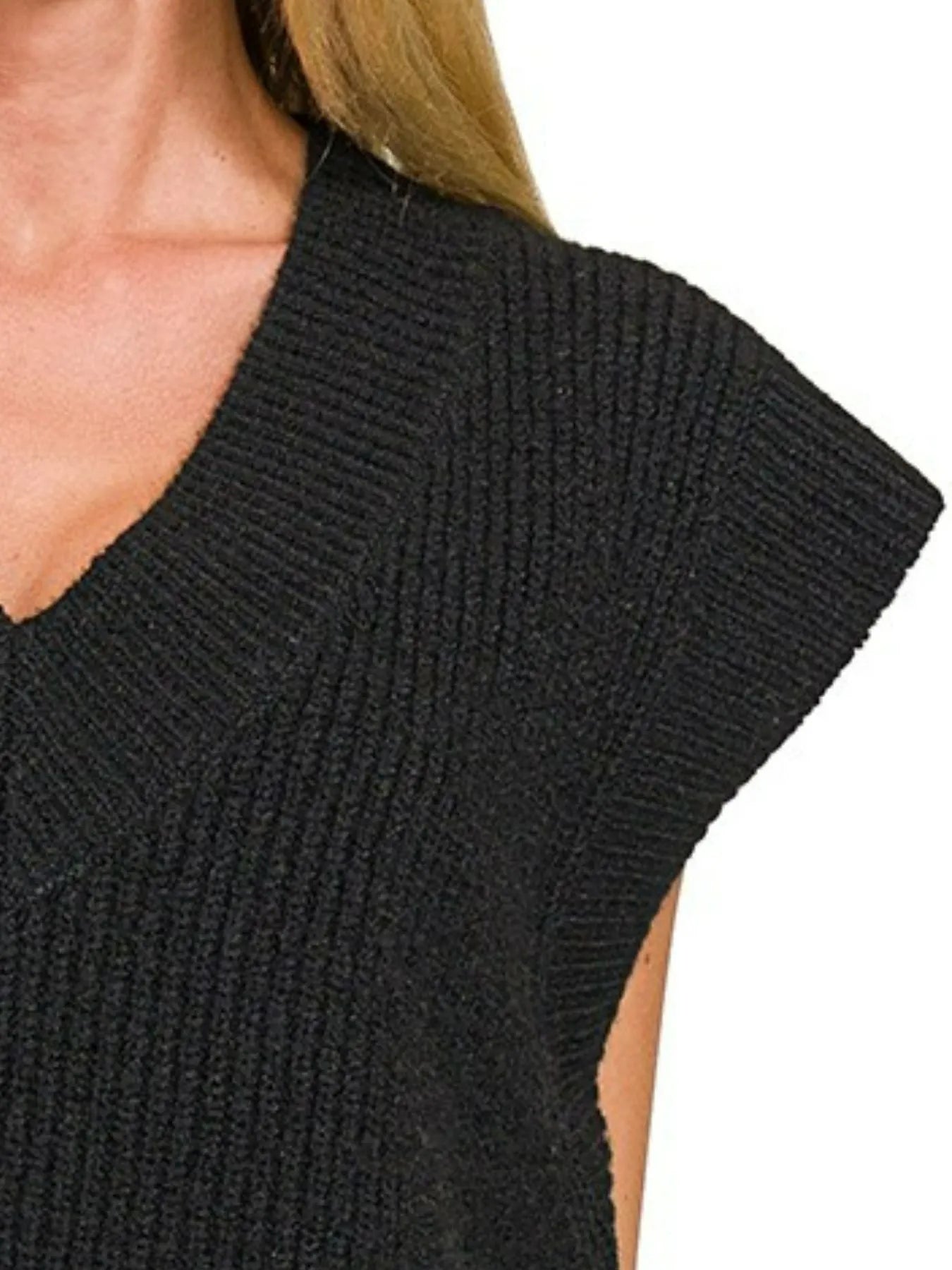 Zenana Oversized Sweater Vest with Side Slit - kinko