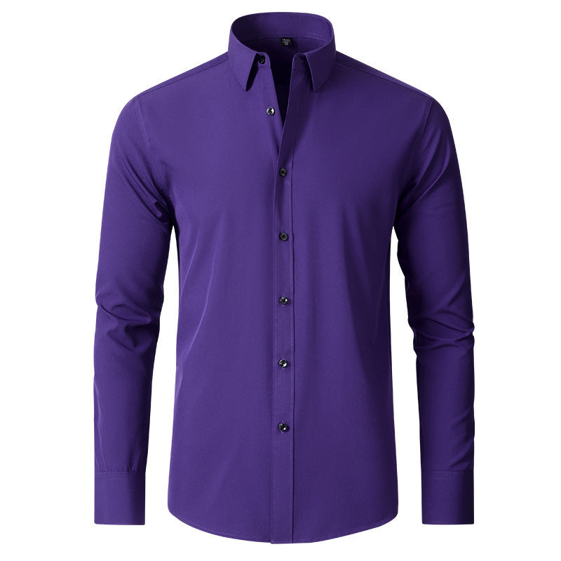 Korean Slim-fit Solid Color Shirt Men's Shirt - kinko