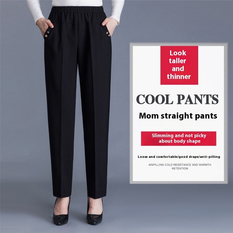 Spring And Autumn Middle-aged Mom Pants Straight-leg Trousers - kinko
