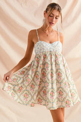 SO ME Mixed Floral Print Sleeveless Mini Dress - kinko