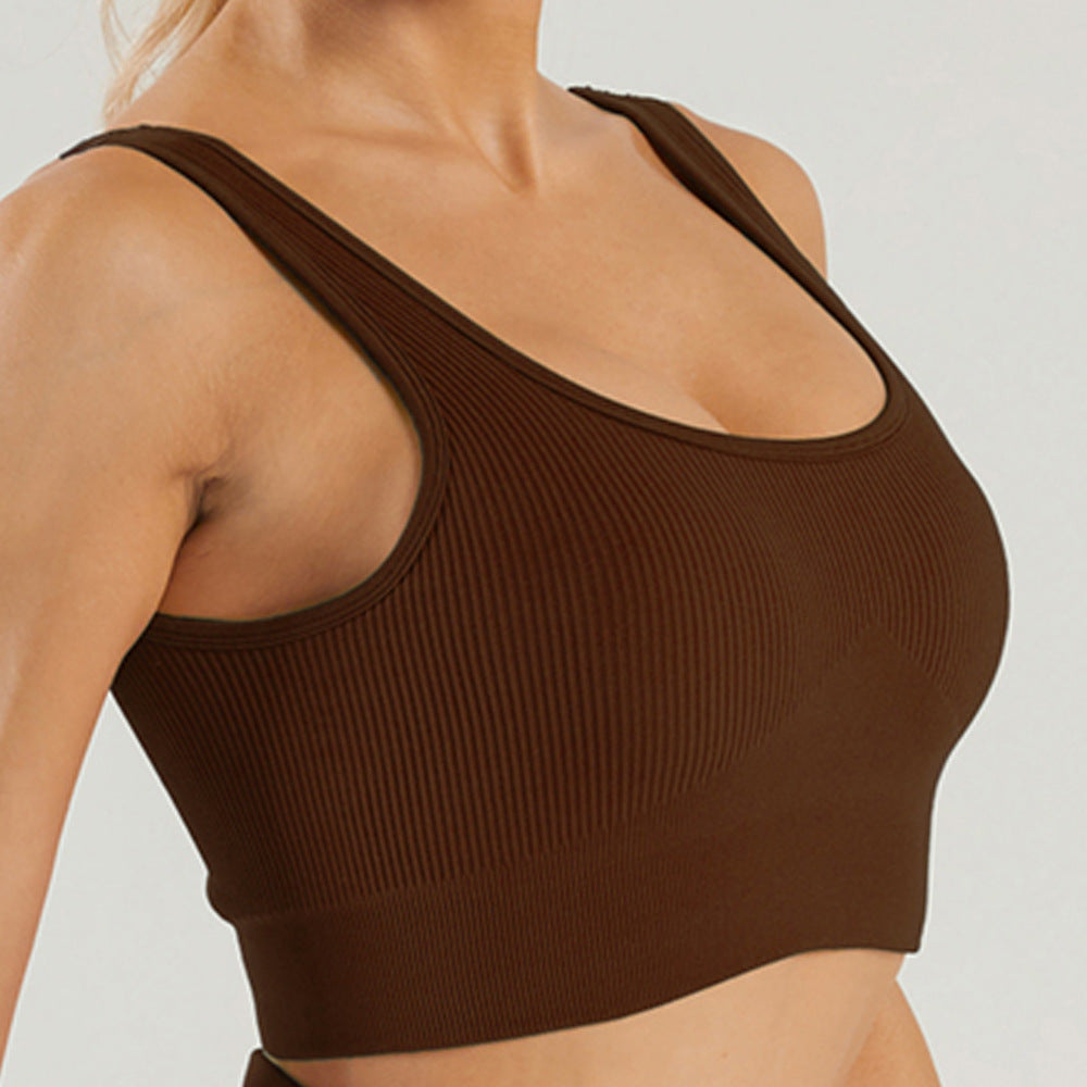 Seamless Knitted High Elastic Sports Underwear U Square Collar Yoga Suit - kinko