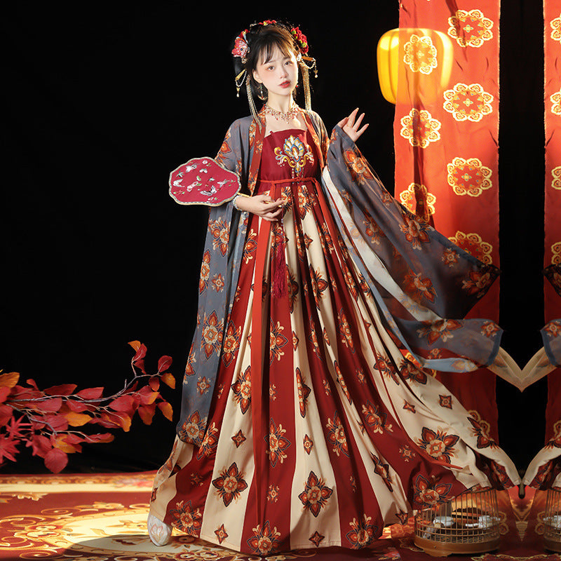 Tang Women's Han Chinese Clothing Recovery Cheko Dress Tang Imperial Concubine Style One-piece Chest Suit - kinko