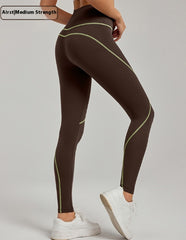 Line Contrast Color Yoga Pants Outdoor Mountaineering 7A Antibacterial Hip Lifting - kinko