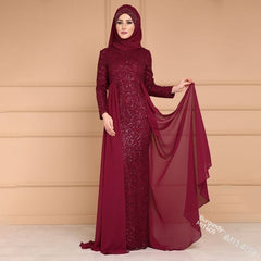 Noble Elegant Slim Slimming Sequined Ladies Gift Retro Style Long Fish Tail Dress - kinko