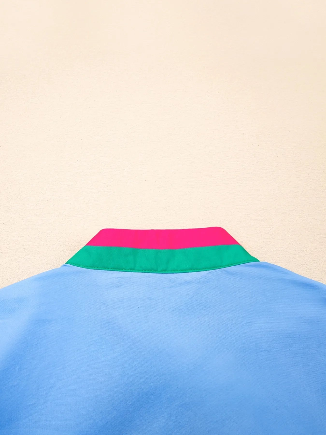 Contrast Trim Notched Short Sleeve Blouse - kinko