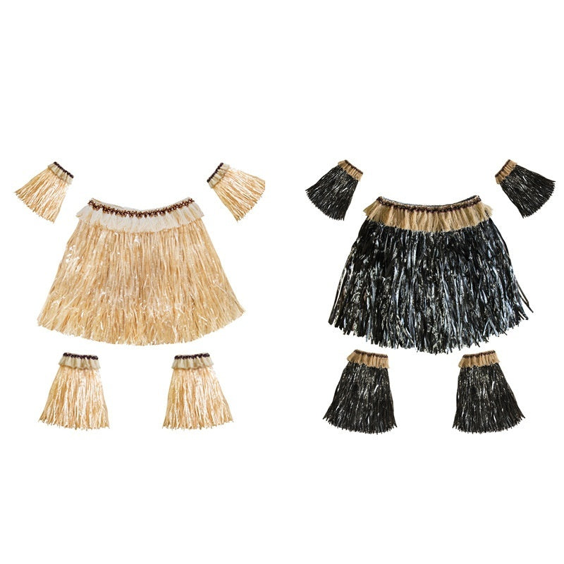 Hawaiian Style Party Grass Skirt Suit - kinko