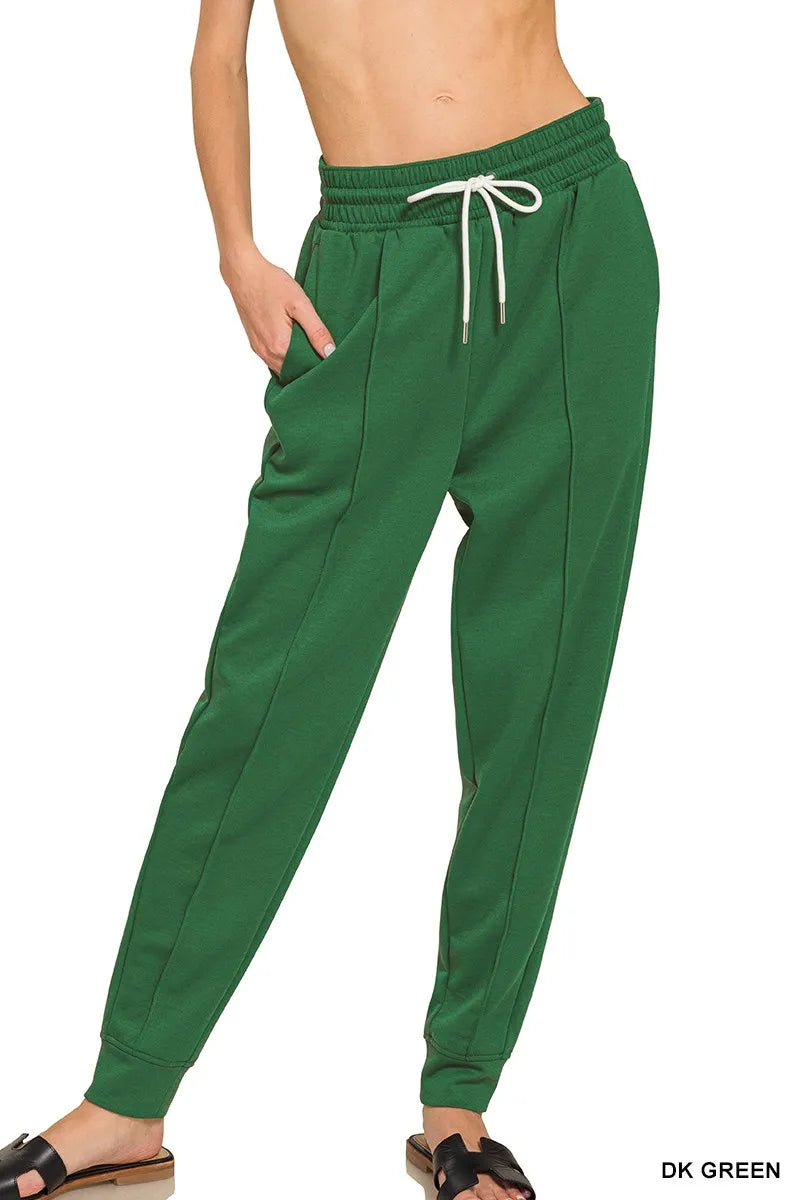 Zenana Drawstring Scuba Sweatpants with Pockets - kinko