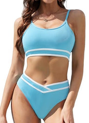 Women's Fashion Simple Solid Color Bikini Set - kinko
