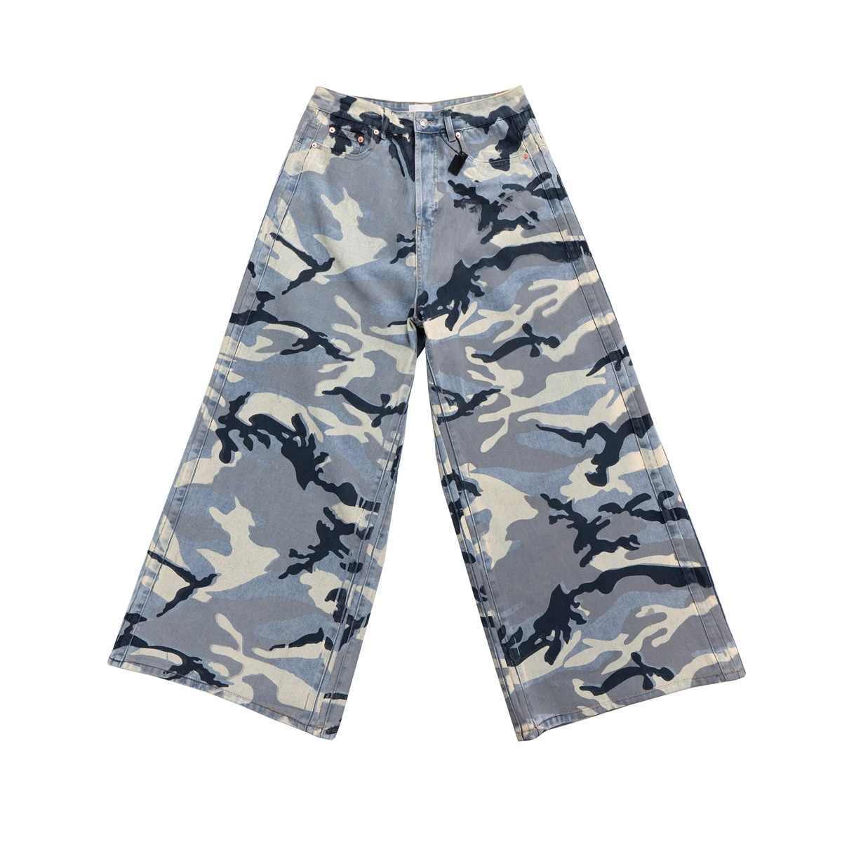 Snow Camouflage Blue Men's And Women's Jeans - kinko