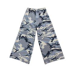 Snow Camouflage Blue Men's And Women's Jeans - kinko