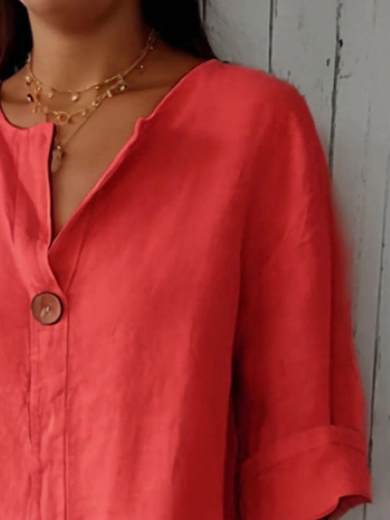 Full Size Casual Notched Drop Shoulder Blouse Plus Size - kinko