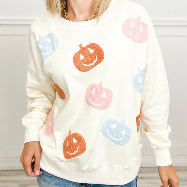 Damen-Sommer-Sweatshirts mit personalisiertem Halloween-Motiv und Kürbisstickerei