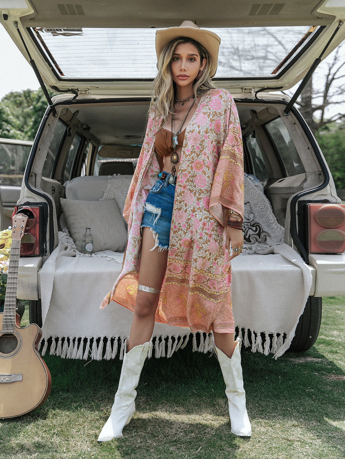 Batch Loose Positioning Printed Shawl Kimono MidLength Women - kinko Global Holdings inc