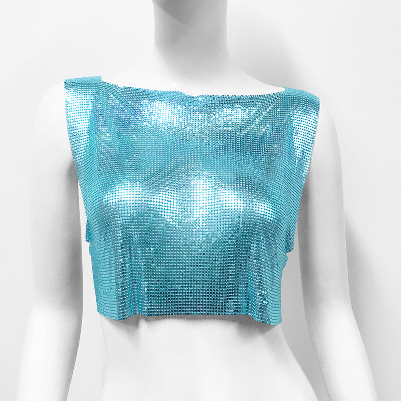 Women's Metal Sequins Top Sweet And Spicy Style Vest - kinko