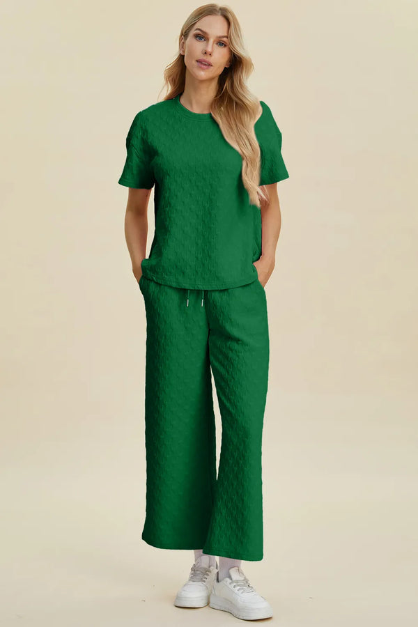 Double Take – Set aus Oberteil und Hose in voller Größe mit Rundhalsausschnitt und kurzen Ärmeln