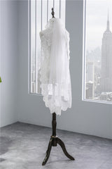 Short Veil Soft Mesh Sequined Lace White Ivory - kinko