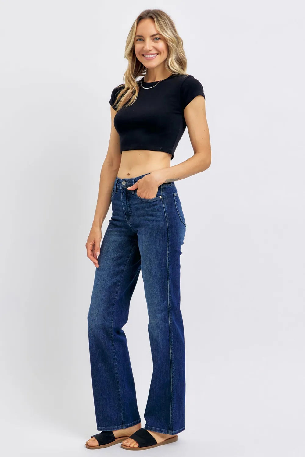 Judy Blue Full Size Tummy Control Straight Jeans Plus Size - kinko