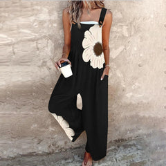 Women's Vintage Print Loose Sleeveless Jumpsuit - kinko