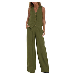 Hot Selling New Trendy Patchwork Vest & Pants Set - Breathable Linen Casual Outfit - kinko