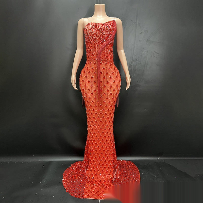 No Back Traceless Sexy Elegant Fishtail Gown - kinko
