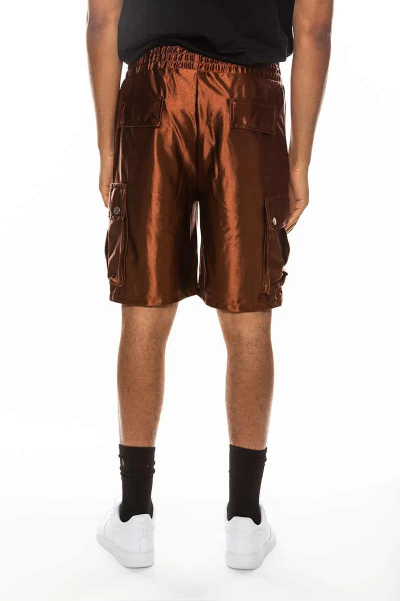 WEIV Men's Full Size Satin Street Cargo Shorts Plus Size - kinko