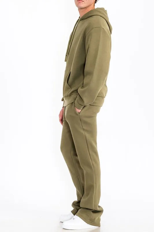 WEIV Men's Fleece Hoodie and Flare Pant Set - kinko
