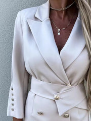 Double-Breasted Lapel Collar Longline Blazer - kinko