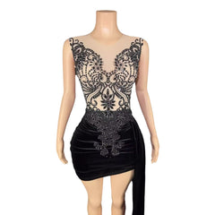 Summer Luxury Evening Dress Female Singer Stage Costume Senior Dress Side Trailing Skirt - kinko