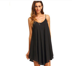 Summer European station new women's dresses Europe and the United States hot low-cut big swing strap short skirt - kinko