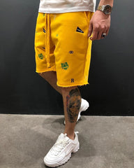 Embroidered shorts beggar pants men's pants