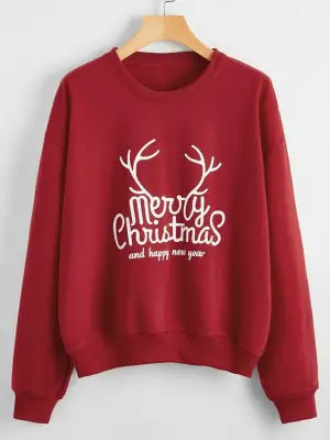 Weihnachtliches Langarm-Sweatshirt, locker geschnitten, Mädchen-Sweatshirt mit Cartoon-Motiv, Rundhalsausschnitt, bedruckt