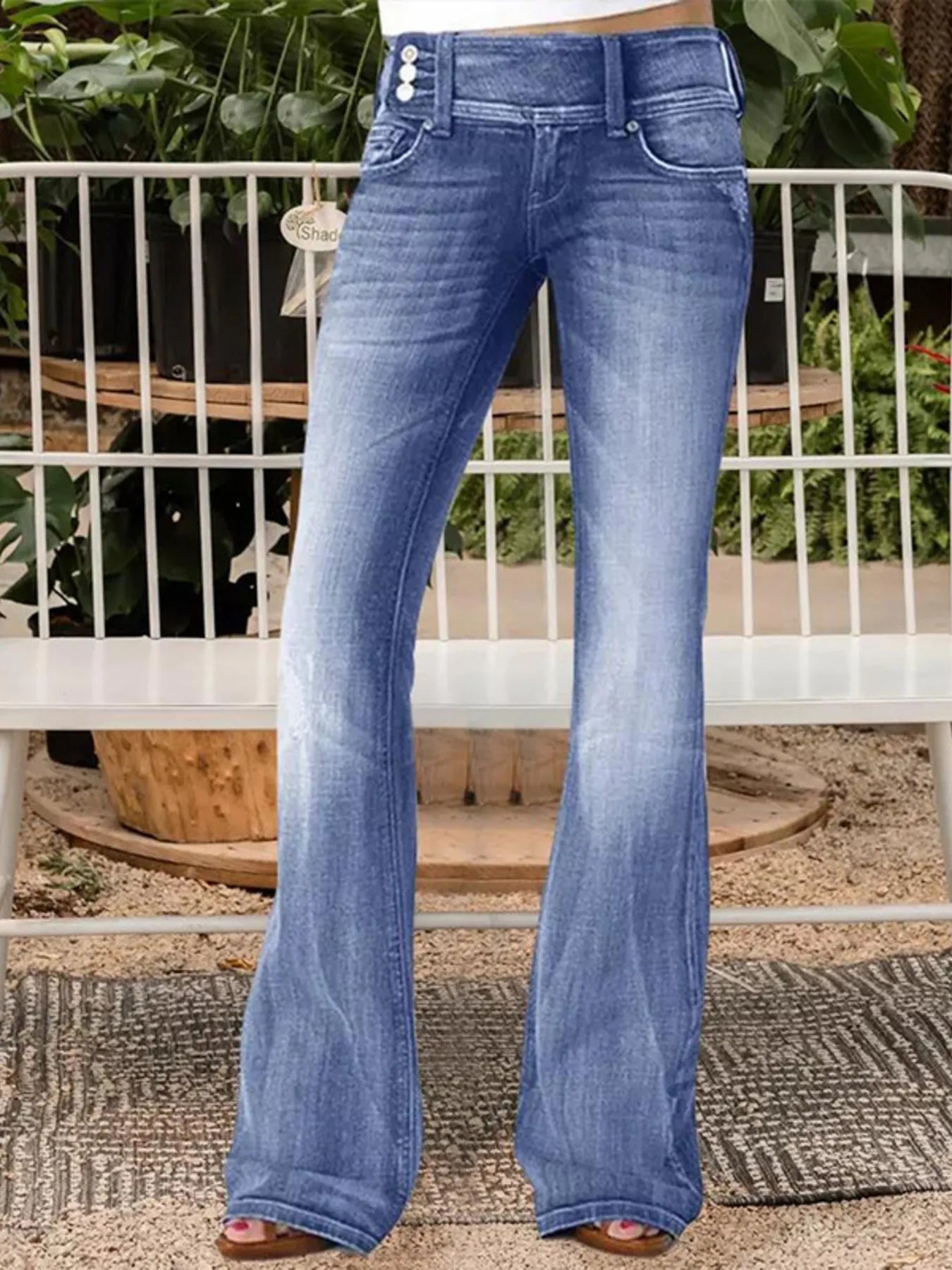 Full Size Vintage Wash Flare Jeans Plus Size - kinko