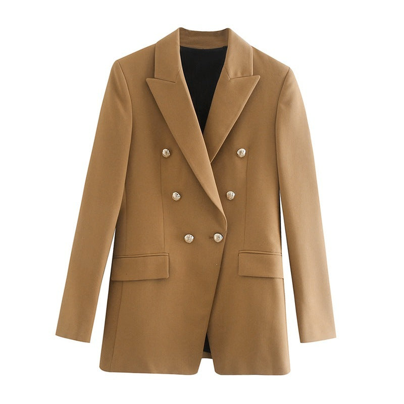 Simple Style Buttoned Casual Blazer Jacket Women - kinko