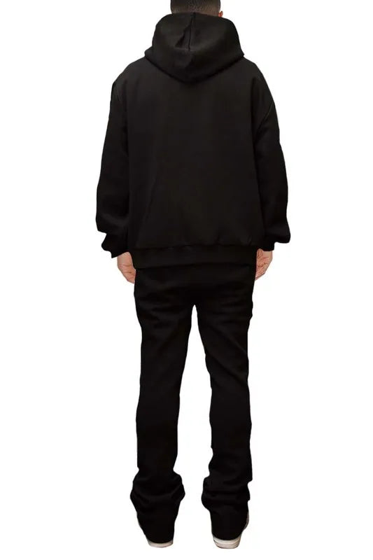 WEIV Men's Fleece Hoodie and Flare Pant Set - kinko