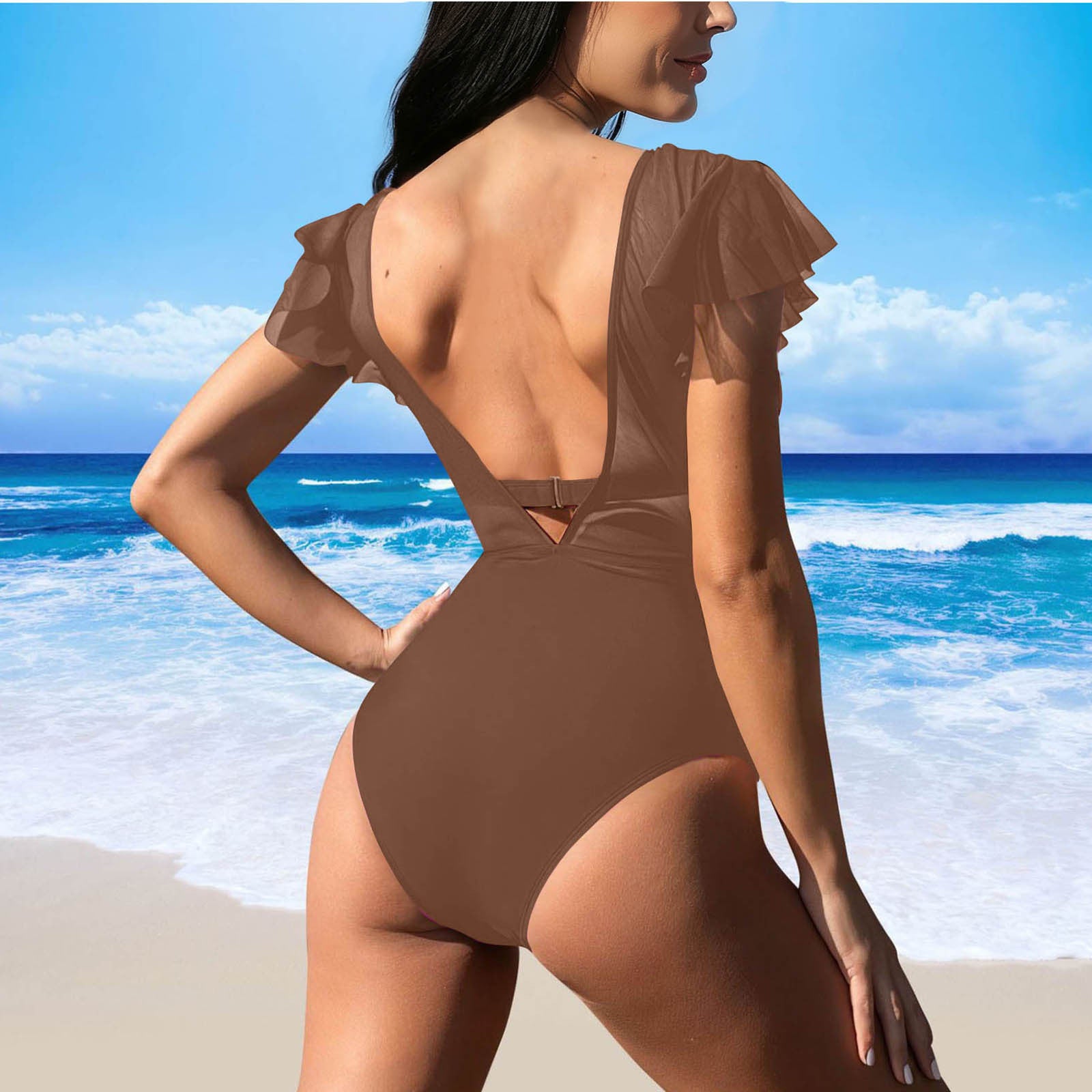 Swimwear Women Solid Color Split Sexy Bikini Swimsuit - kinko Global Holdings inc
