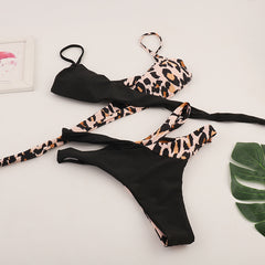 Swimsuit Sexy Strap Two Tone Split Bikini Swimsuit - kinko Global Holdings inc