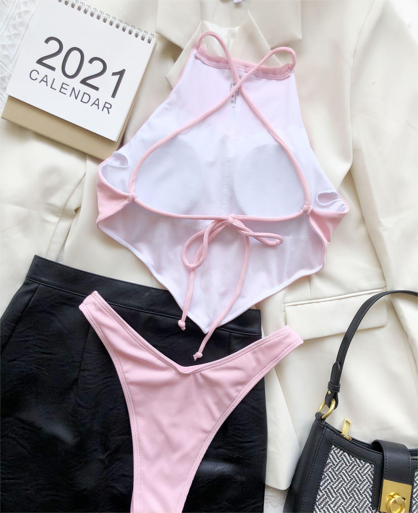 Bellyband Bikini Split Small Sunken Stripe Swimsuit Swimsuit - kinko Global Holdings inc