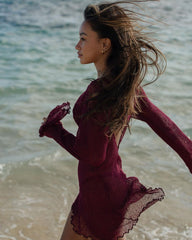 Sexy, durchsichtiges, rückenfreies, figurbetontes und bequemes Strandkleid aus Wolle im Boho-Stil