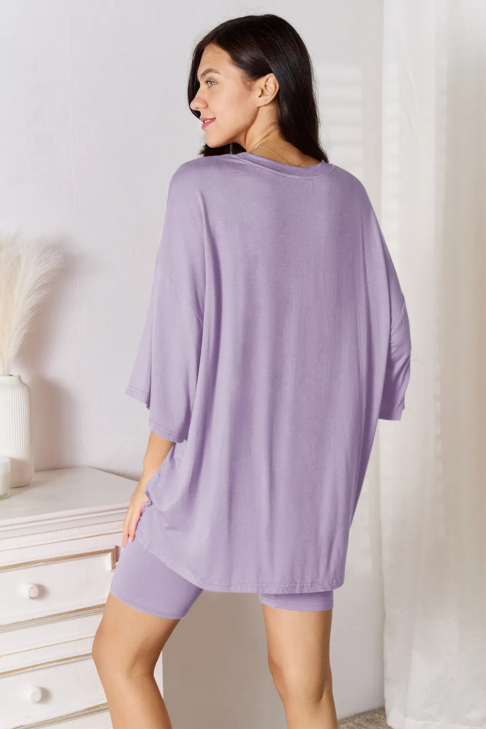 Basic Bae Full Size Soft Rayon Three-Quarter Sleeve Top and Shorts Set - kinko