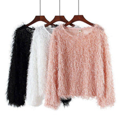 Women's Fashion Personalized Tassel Long-sleeved Top - kinko