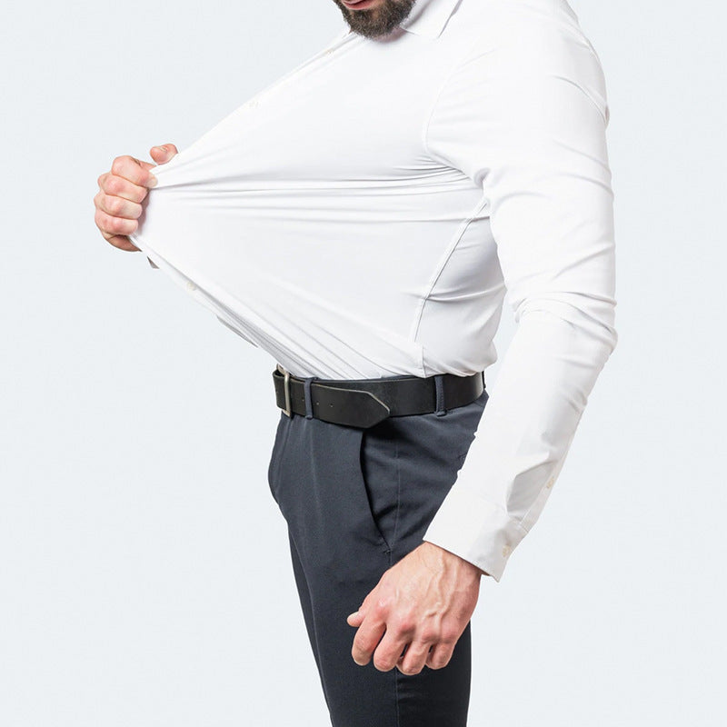 Korean Slim-fit Solid Color Shirt Men's Shirt - kinko