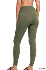 Zenana Microfiber Waistband Leggings - kinko