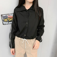 Loose drawstring shirt jacket