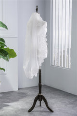 Short Veil Soft Mesh Sequined Lace White Ivory - kinko