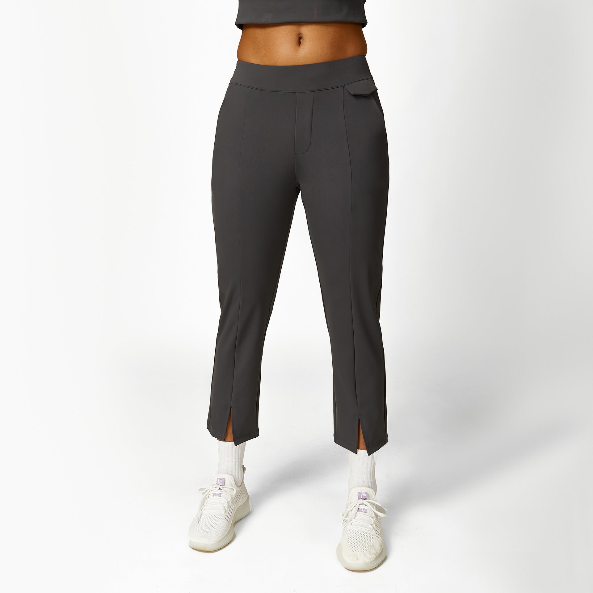 Loose Half Zipper And Lapel Sleeveless Top Casual Trousers Lace-up Shorts Three-piece Set - kinko