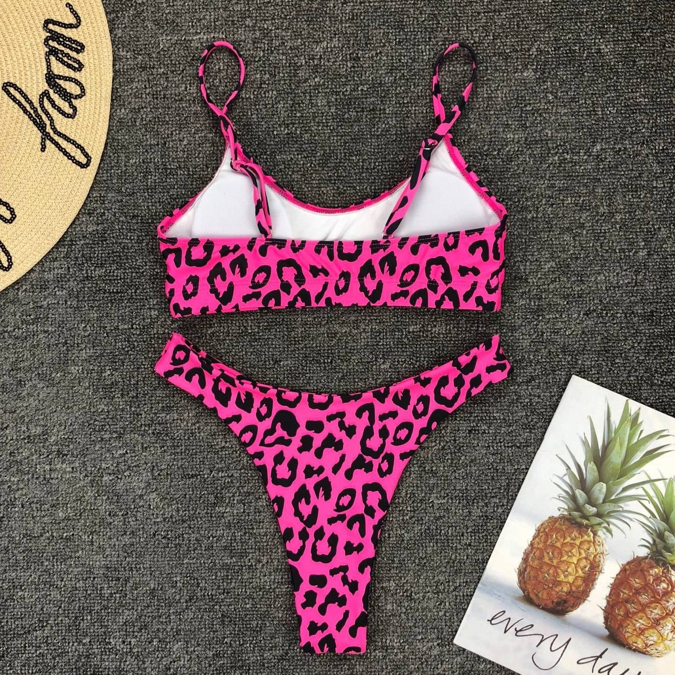 Women Seperated Swimwear Sexy Leopard Print Bikini Push up - kinko Global Holdings inc