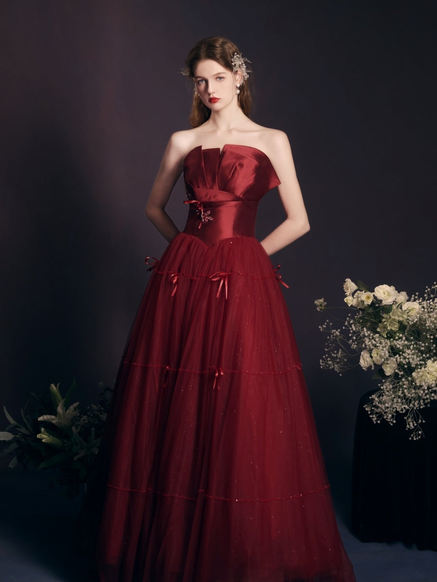 Red Long Dress Heavy-duty Tube Top For Women - kinko