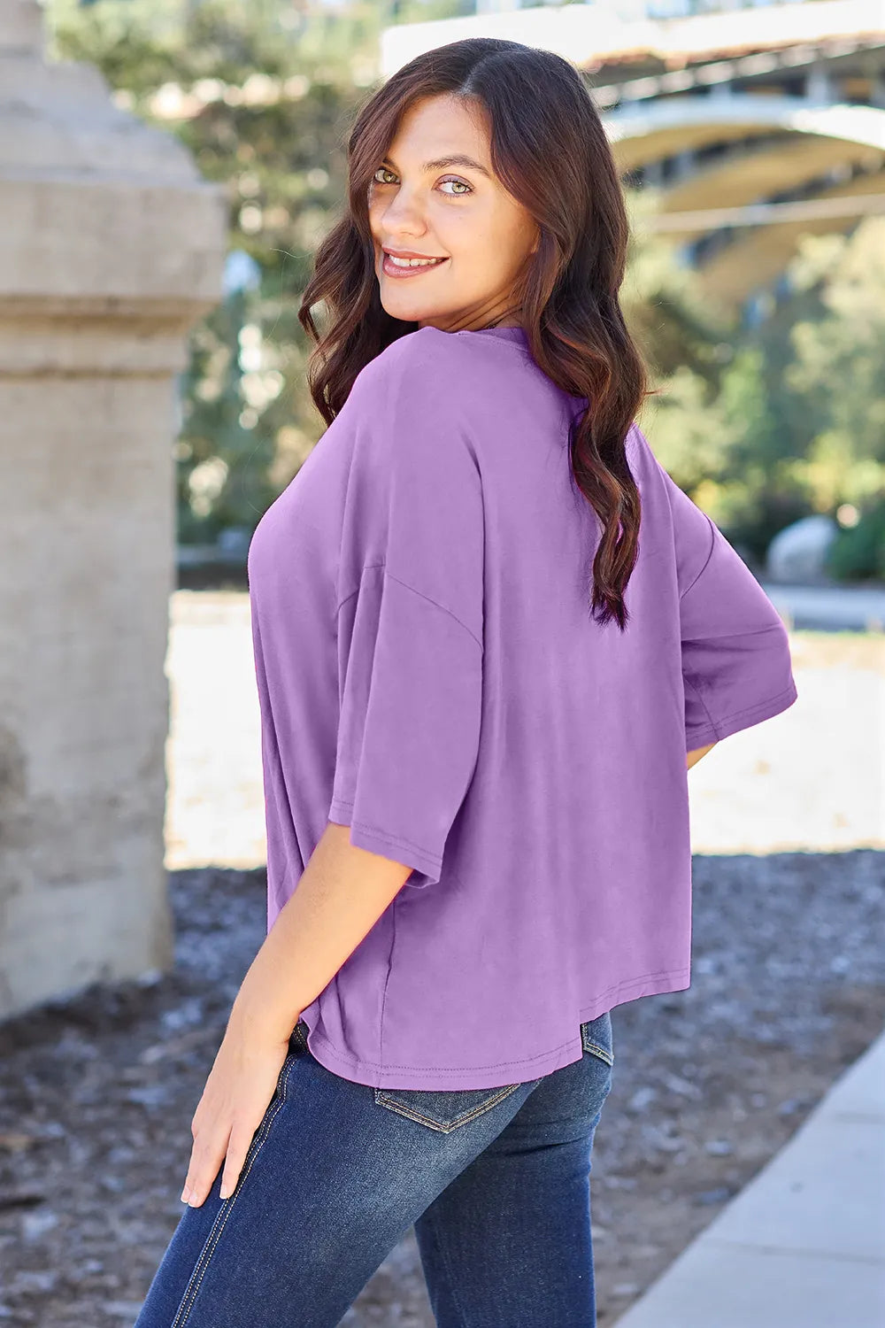 Basic Bae Bamboo Full Size Round Neck Drop Shoulder T-Shirt - kinko