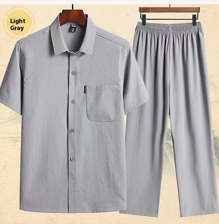 Loose ICE Cotton Two-piece Pocket Shirt - kinko