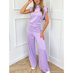 Backless Evening Dress Jumpsuit Solid Color Casual Straight Pants - kinko